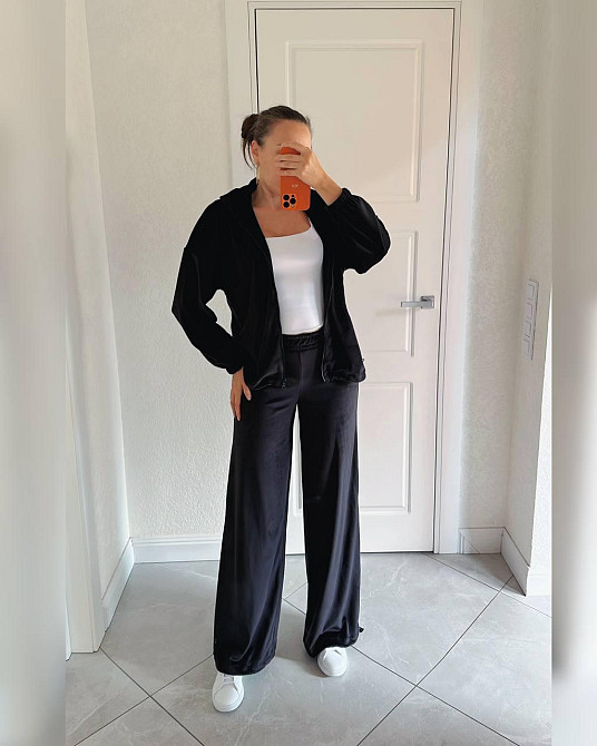 Жіночий теплий повсякденний велюровий костюм, спорт велюр Чорний, 48/52 Одеса - фото 7