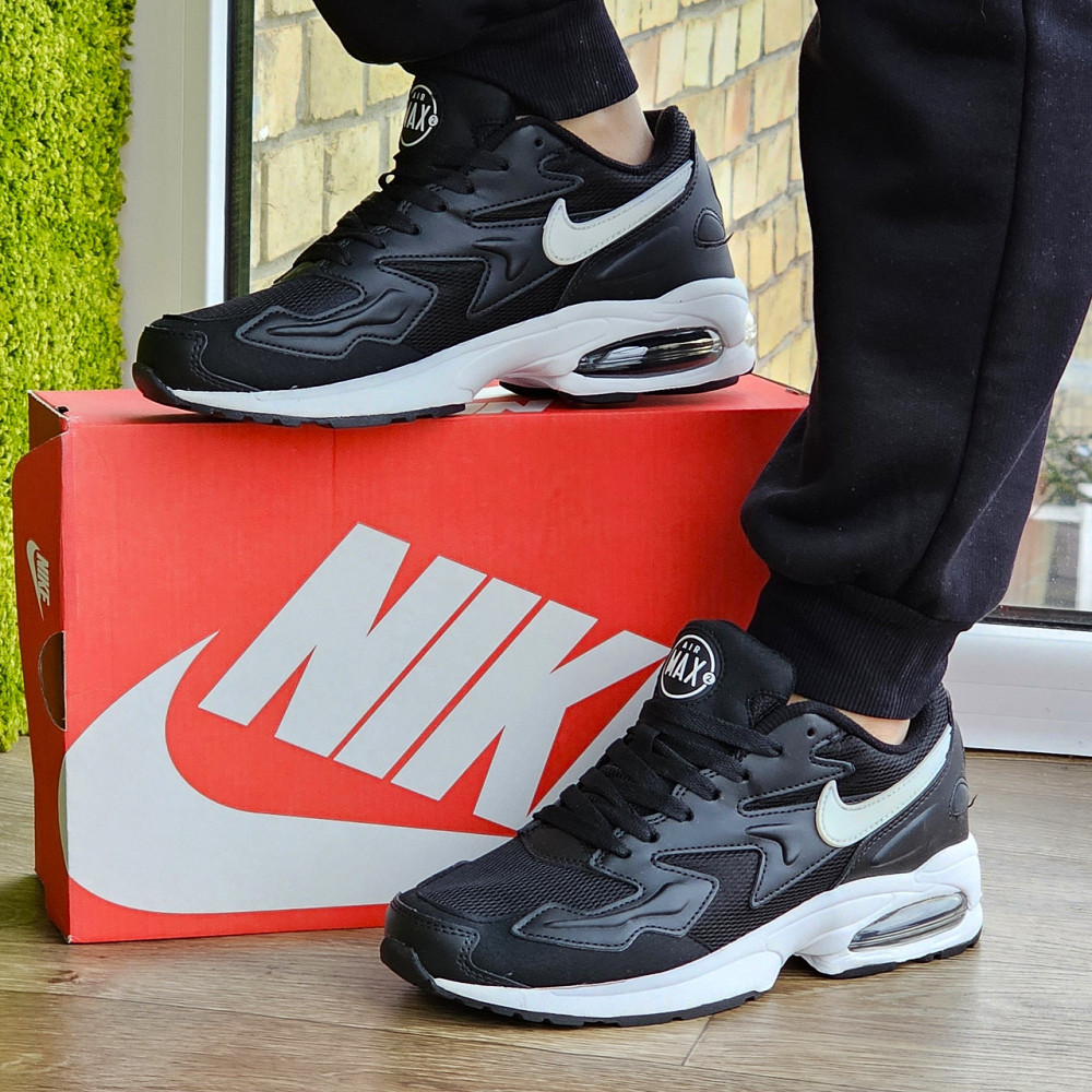 Чоловічі Чорні Кросівки Nike 90 Air Max 2 Шкіряні Найк для бігу (розміри: 42,43,44) Відео Огляд 94-2 Дніпро - фото 1