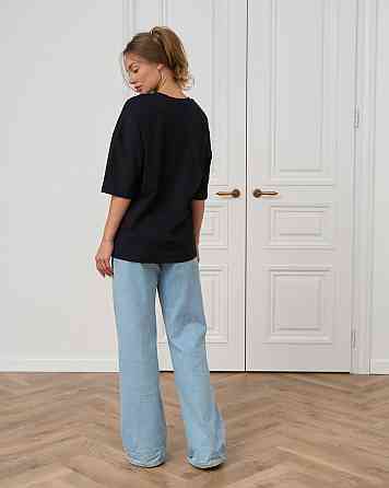 Футболка женская оверсайз круглое горло Nicoletta - Чёрная L Киев