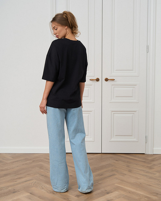 Футболка жіноча оверсайз кругла горло Nicoletta — Чорна L Київ - фото 6