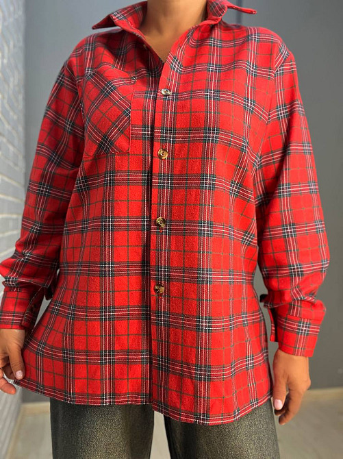 Сорочка жіноча Ariadna 8052 картата оверсайз розрізи по боках one size, бежевий, one size Київ - фото 6