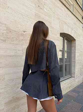 Жіночий стильний костюм-двійка: жакет і спідниця вельвет Графіт, 44/46 Одеса