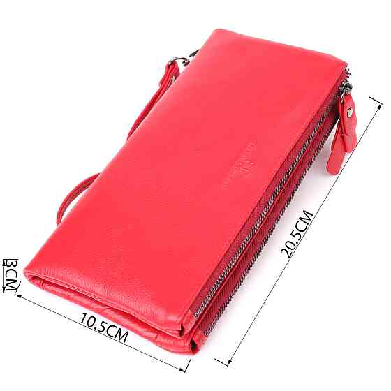 Шкіряний жіночий гаманець на три відділення ST Leather 23109 Червоний Київ