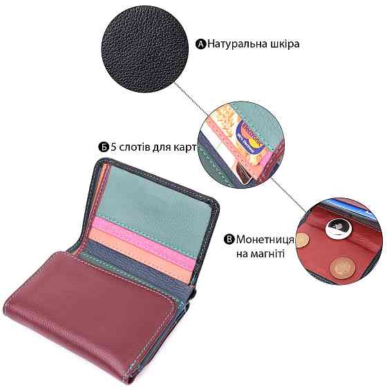 Удобный кошелек для девушек из натуральной кожи ST Leather 22497 Разноцветный Киев