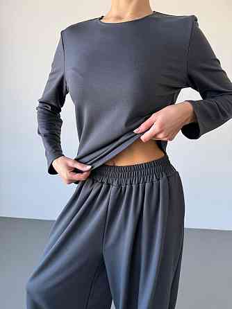 Женский повседневный прогулочный костюм двойка: кофта и брюки турецкая двунить Графит, 46/48 Одесса