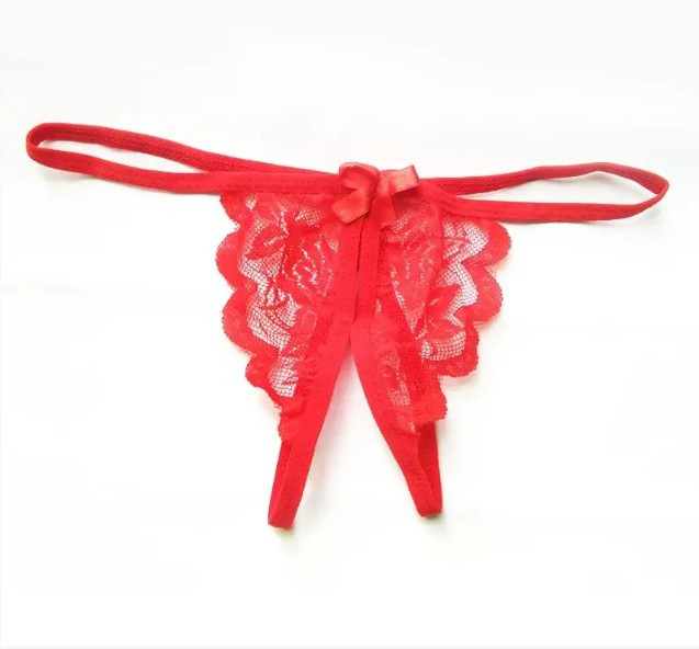 Еротичні червоні трусики жіночі з розрізом - розмір універсальний, (на резинці, тягнуться) Київ - фото 1