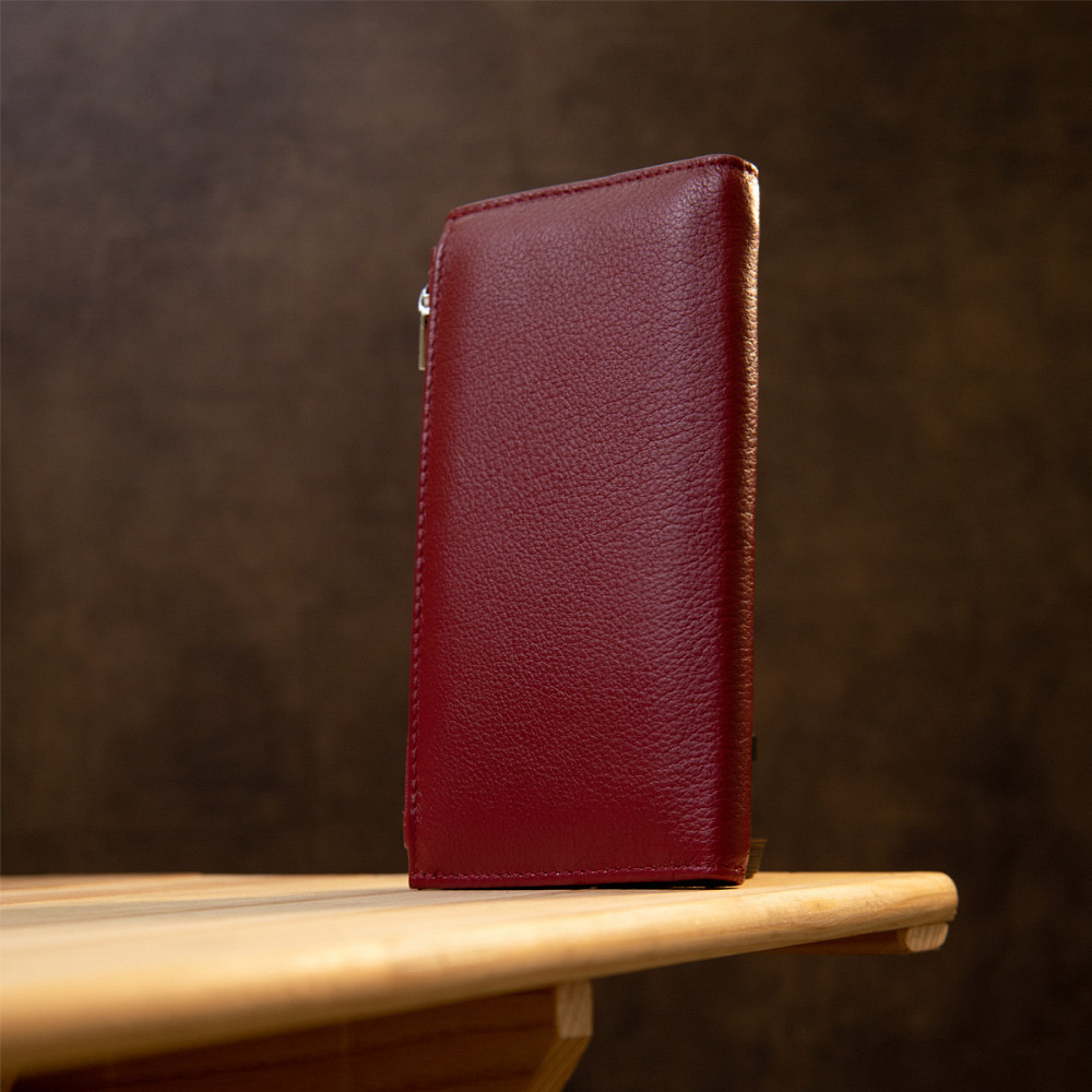 Стильный кожаный кошелек для женщин Темно-красный (ST Leather) Киев - изображение 3
