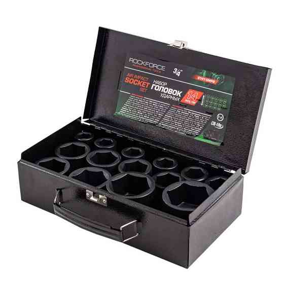 Набір головок ударних 3/4" 14 предметів (17,19,21,22,24, 27, 30, 34, 35, 36,41,46,50) у кейсі ROCKFORCE Одеса