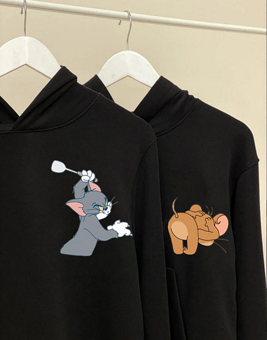 Парні худі «Том і Джеррі» для пари XXL, XL, Чорний Чернівці - фото 1
