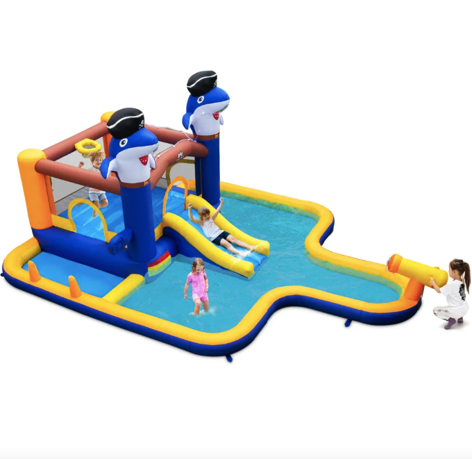 Парк з водними гірками Costway Dolphins 7-в-1 з басейном і водометом Київ - фото 8