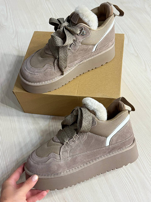 Ботинки женские Hengji 275-3 угги замшевые с мехом на платформе бежевые, 36, 23 см Киев - изображение 12