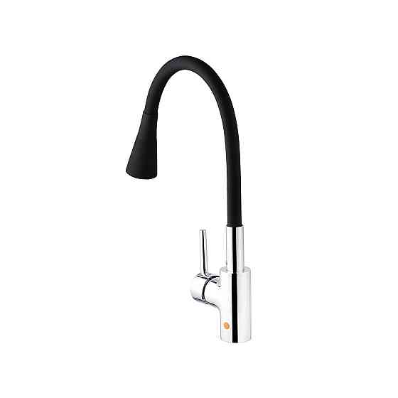 Змішувач для кухні з гнучким виливом Kroner KRP Küche - C031BLK чорний/хром Київ