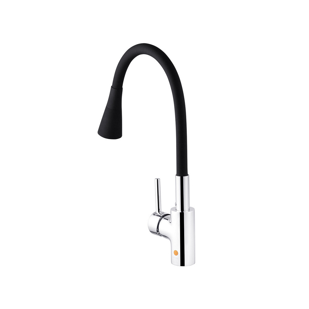 Змішувач для кухні з гнучким виливом Kroner KRP Küche - C031BLK чорний/хром Київ - фото 3