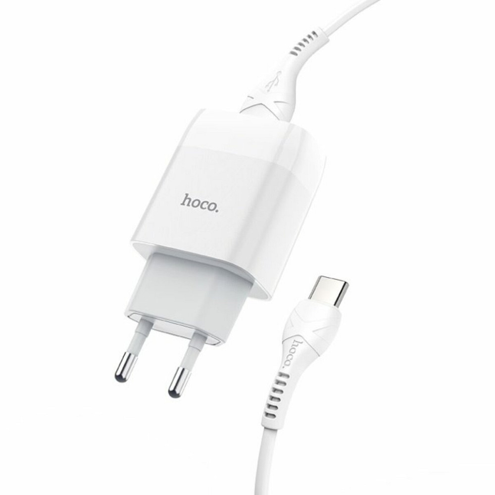 Мережевий зарядний пристрій HOCO C73A Glorious dual port charger set(Type-C) White Київ - фото 2