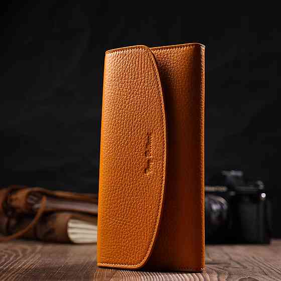 Отличный женский кошелек с монетницей на молнии из натуральной кожи Желтый (Tony Bellucci) Киев