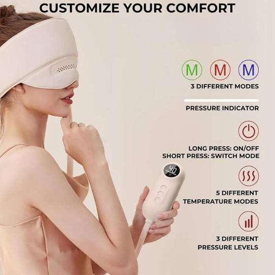 Масажер для голови та очей Massageflow Pro, бездротовий компресійний масажер із підігрівом, 6 зон, 4 режими, 3000 мАг Київ