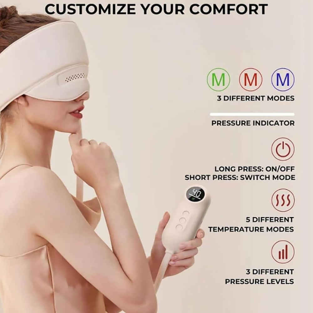 Масажер для голови та очей Massageflow Pro, бездротовий компресійний масажер із підігрівом, 6 зон, 4 режими, 3000 мАг Київ - фото 3