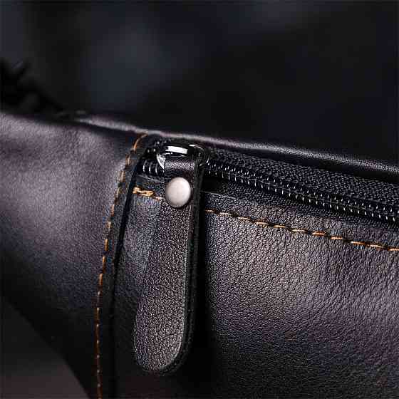 Мужская сумка-бананка из натуральной гладкой кожи Shvigel 23125 Черный Киев