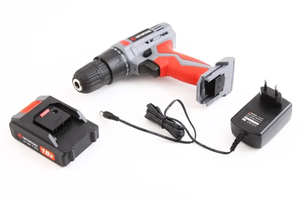 Шуруповерт аккумуляторный 18В, 17 Nm, 700 об/мин, 0.8-10 мм, 1.5 Ач Intertool Винница - изображение 1