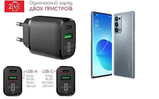 Сетевое зарядное устройство для Oppo Reno 6 Pro 5G, Reno 6 Pro+ 5G, 20W 3A, Quick Charge 3.0 Киев