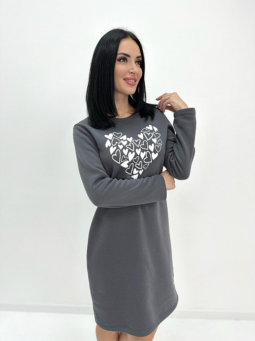Теплое платье с принтом Romance 46-48, Графит Киев - изображение 2