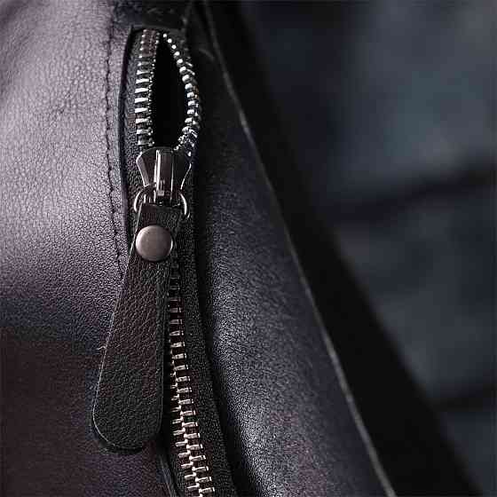 Зручна чоловіча бананка відмінної якості з гладкої натуральної шкіри Чорний (SHVIGEL) Київ