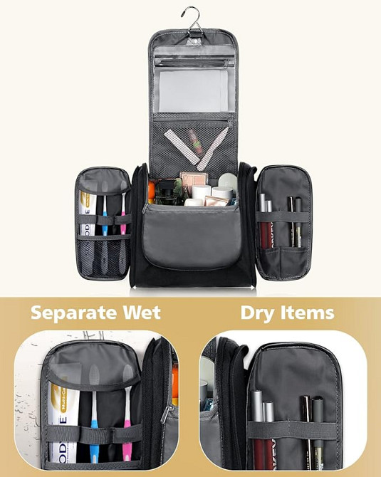 Дорожня косметичка-органайзер MULISOFT із гачком (Чорна) Луцьк - фото 3