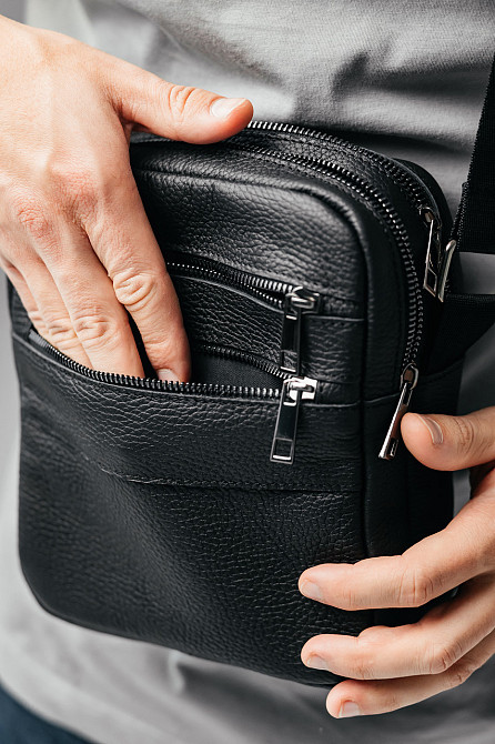 Чоловіча каркасна барсетка, сумка з натуральної шкіри, Кожаний месендджерMasterSem Київ - фото 7