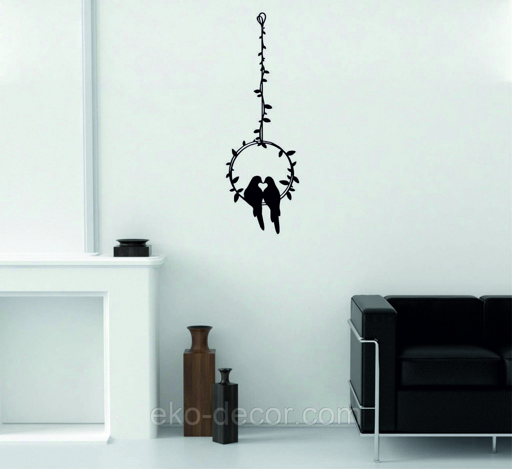 Декоративное настенное Панно «Две птички», Декор на стену 90*29 см, Черный Киев - изображение 1