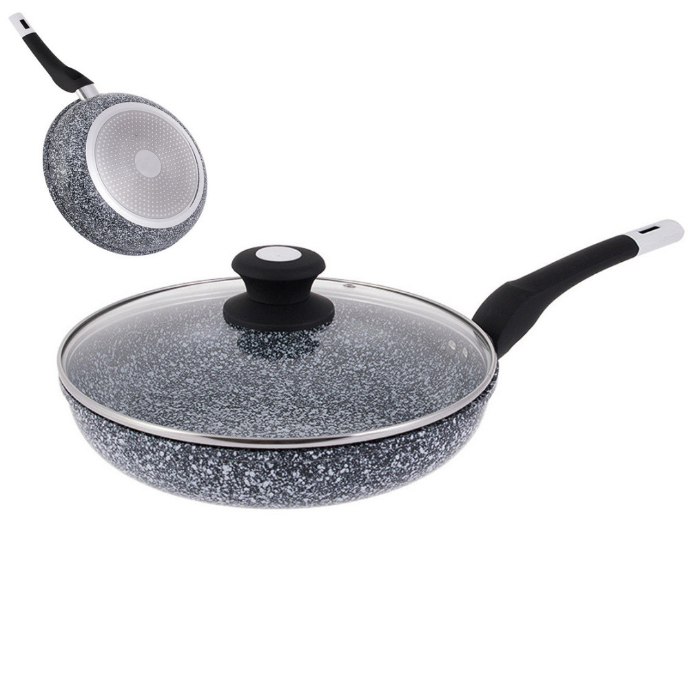 Сковорода UNIQUE UN-5112-18 с крышкой, светлое гранитовое покрытие, диаметр 18 см, прочная и удобная Одесса - изображение 3