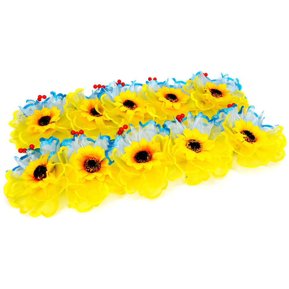 Набір для дівчаток Бантики патріотичні з соняшником 0108-380, 10 шт Вінниця - фото 1