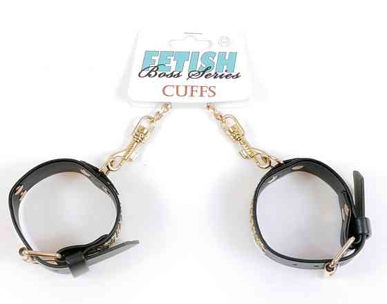 Наручники из искуственной кожи с кристаллами Fetish Boss Series - Handcuffs with cristals Gold, BS3300095 Sex Aura Киев