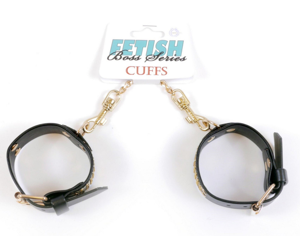 Наручники из искуственной кожи с кристаллами Fetish Boss Series - Handcuffs with cristals Gold, BS3300095 Sex Aura Киев - изображение 2