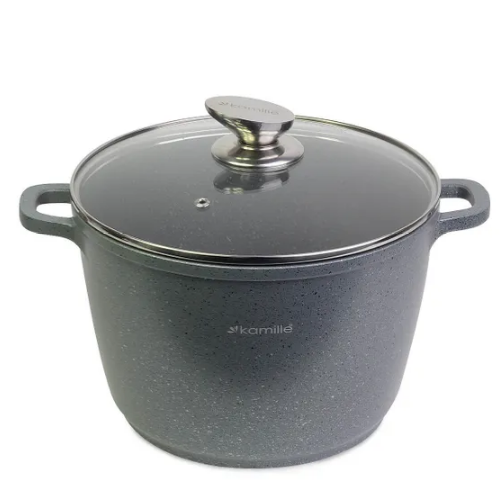 Каструля литий алюміній глибока 6,2л 24*16,5см скляна кришка а/п Granite 4427 KAMILLE Житомир - фото 2