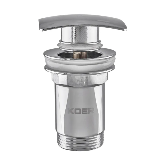 Донний клапан для раковини з переливом Koer PW-04-01 автоматичний (Click-Clack) (Колір хром) 1 1/4'' (KR3398) Київ
