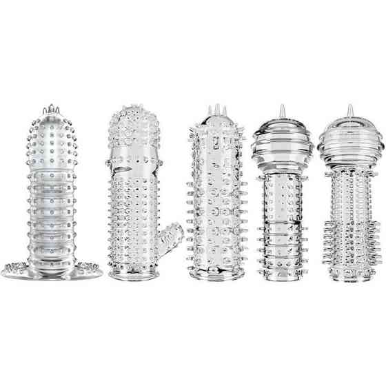 Набор рельефных эластичных насадок на пенис 5 штук Винница