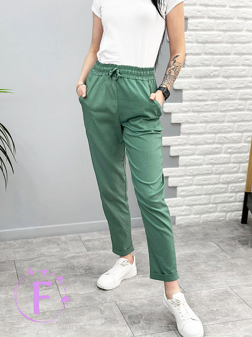 Вкорочені штани з кишенями "Street" оптом | Норма Фісташковий, 46 Київ - фото 1