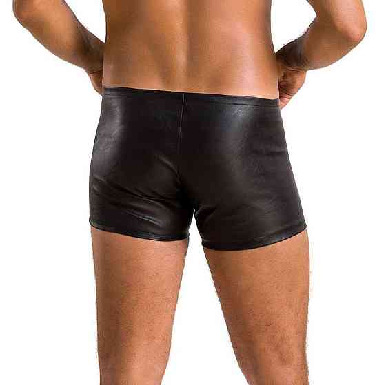 Мужские кожаные боксеры с молниями Passion 049 SHORT MATT L/XL Black Sex Aura Киев