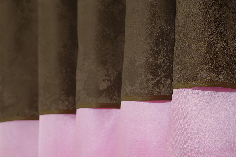 Кухонні штори VR-Textil № 073к з ламбрекеном і підхватами рожевий з коричневим 270х170 см (52-0207) Київ - фото 4
