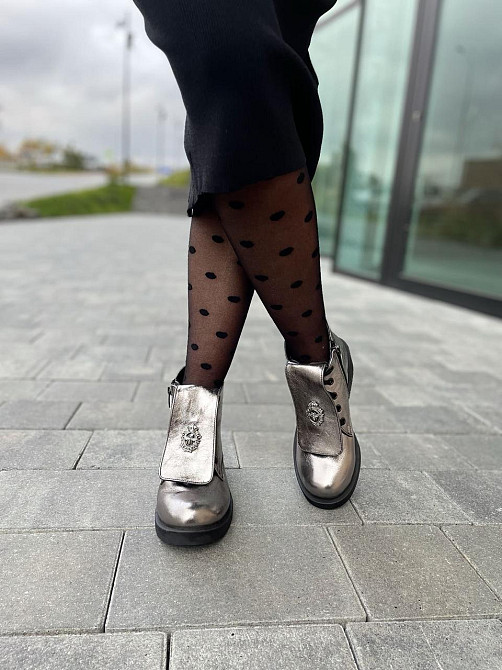 Injers Черевики жіночі INJERS срібні натуральна шкіра зима высота 13см (3883) 37р.38р. Коломия - фото 7