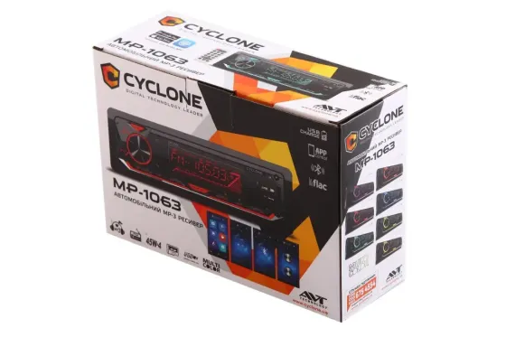 Автомагнітола Cyclone MP-1063 RGB BA BT/USB/MicroSD/ISO/доп. розїзд /iCar Link Вінниця