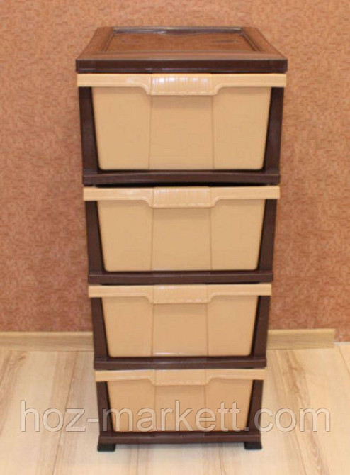 Комод пластиковый тумбочка на 4 ящика с цельными ящиками черно-серый Турция Харьков - изображение 8