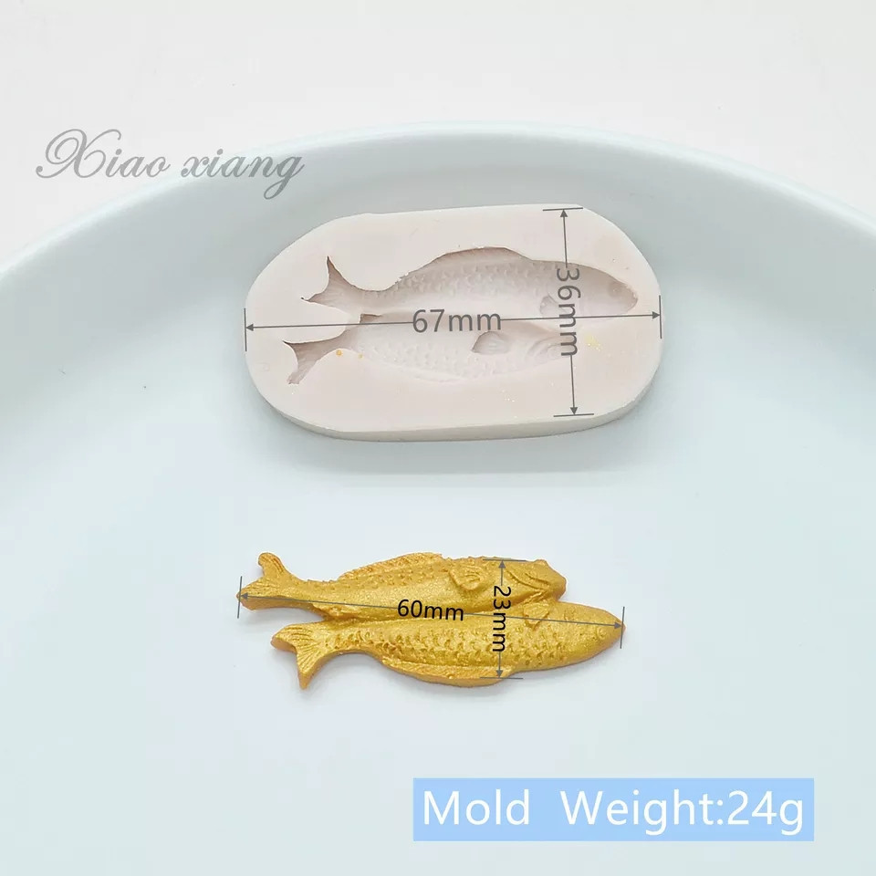Молд силиконовый Рыбки 66 на 36 мм серый Киев - изображение 2