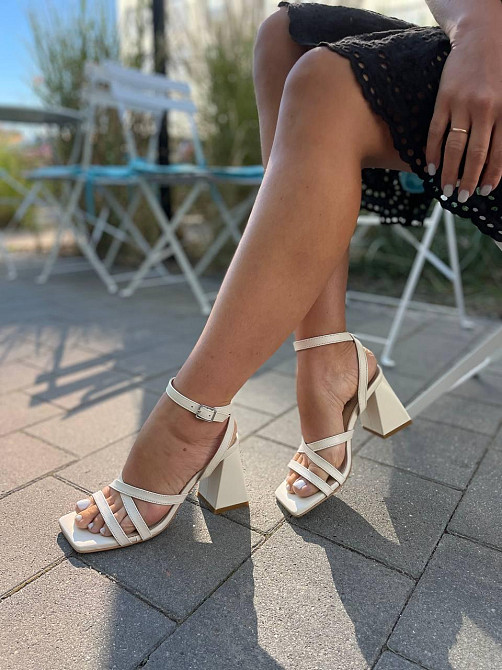 LIRIO Шкіряні босоніжки жіночі бежеві на підборах LIRIO L0282/8073-68 літні р. 35-39 / Босоніжк Коломыя - изображение 5