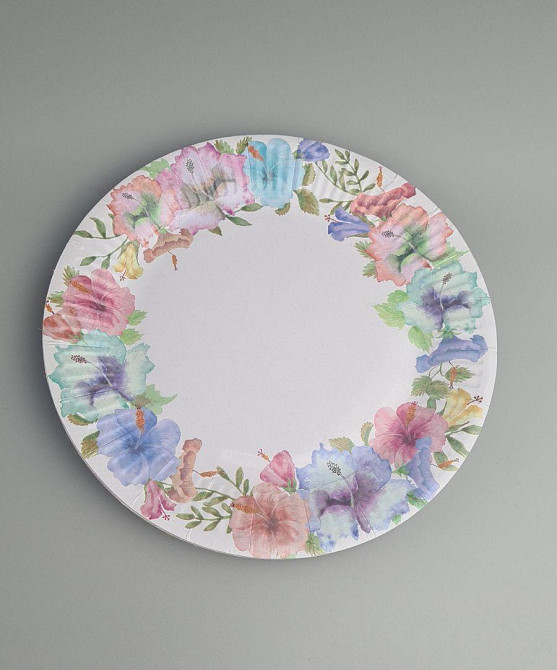 Паперова тарілка з малюнком 18 см "No 4" Квітковий візерунок 10 шт (1 пачка) Харків - фото 1