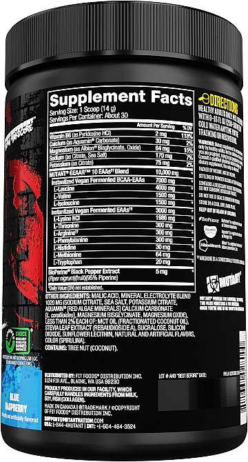 Аминокислоты Mutant GEAAR 400 г, Blue Raspberry Луцк - изображение 2