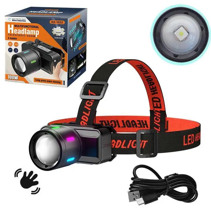 Налобний ліхтар bailong KX-1832-TG, Потужний акумуляторний налобний ліхтарик, Ліхтарик налобник DF-43 Львів - фото 13