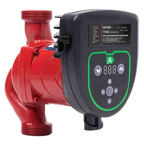 Насос циркуляційний енергоощадний 50-130 Вт Hmax 8 м Qmax 100 л/хв Ø11⁄2" 180 мм + гайки Ø1" WETRON (774362) Київ