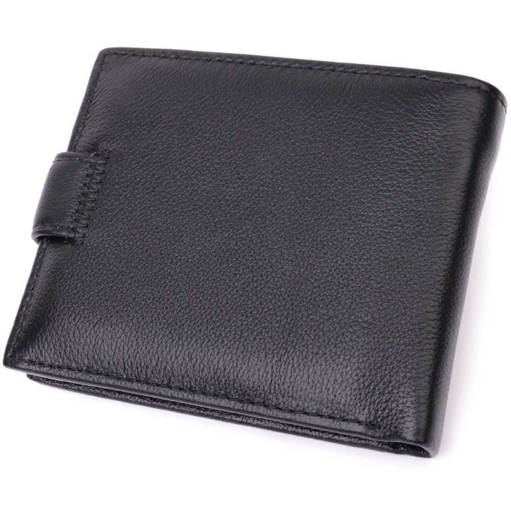 Горизонтальний шкіряний гаманець середнього розміру чорний (ST Leather) Київ - фото 13