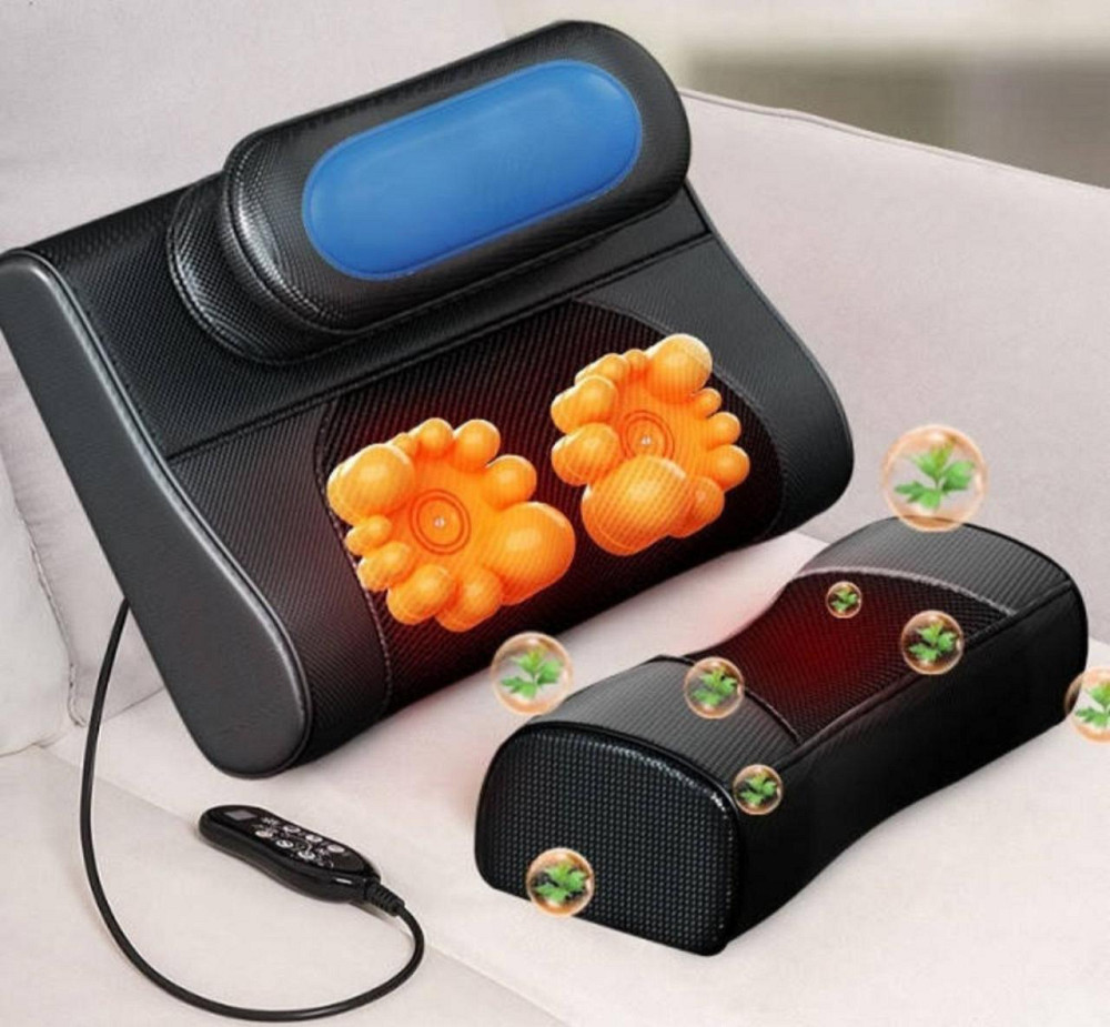 Подушка массажная роликовая Faercon F1-40 для шеи с подогревом и помпой (Черный) Винница - изображение 9